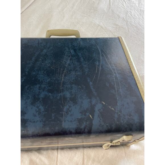 Vintage Samsonite Suitcase Shwayder Bros 1950s Blue Marbled - Picture 7 of 10